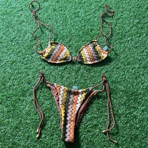 💥 GORGLITTER Women's High Cut String Thong Bikini Set